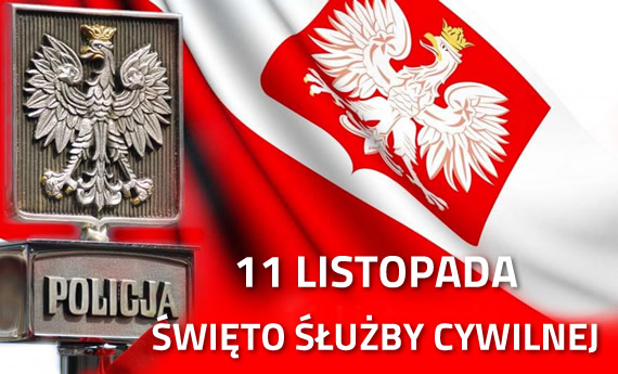 na tle flagi święto służby cywilnej napis