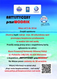 plakat promujący konkurs plastyczno-filmowy pn. „Artystyczny przeWODNIK”