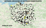 Policyjna Mapa Wypadków Drogowych ze Skutkiem Śmiertelnym - Wakacje 2020