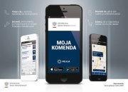 3 smartfony z wyświetlonym napisem moja komenda