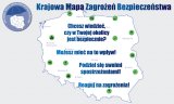 Mapa polski i na niej plakat KMZB