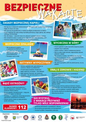 Bezpieczne wakacje - plakat informacyjny